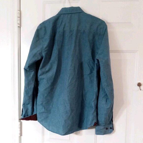 Craft+Flow Shirt Men's Long Sleeve Button Up Flip Cuff Blue Size Medium - Picture 6 of 6
